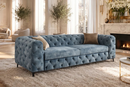 Kanapé MODERN BAROCK 235 cm 3 személyes bársony petrolkék