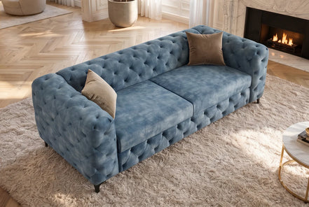 Kanapé MODERN BAROCK 235 cm 3 személyes bársony petrolkék