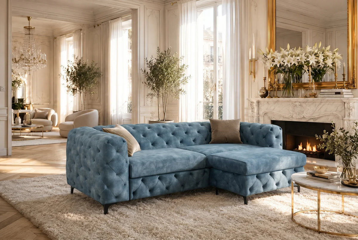 Kanapé MODERN BAROCK 235 cm 3 személyes bársony petrolkék