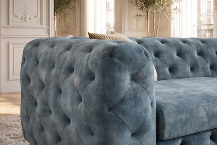 Kanapé MODERN BAROCK 235 cm 3 személyes bársony petrolkék