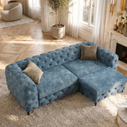 Kanapé MODERN BAROCK 235 cm 3 személyes bársony petrolkék