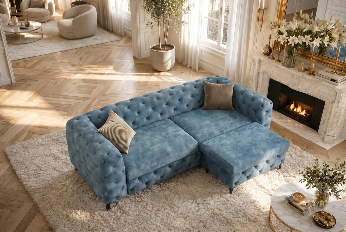 Kanapé MODERN BAROCK 235 cm 3 személyes bársony petrolkék