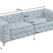 Kanapé MODERN BAROCK 235 cm 3 személyes bársony petrolkék