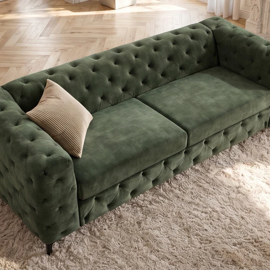 Kanapé MODERN BAROCK 235 cm 3 személyes bársony sötétzöld