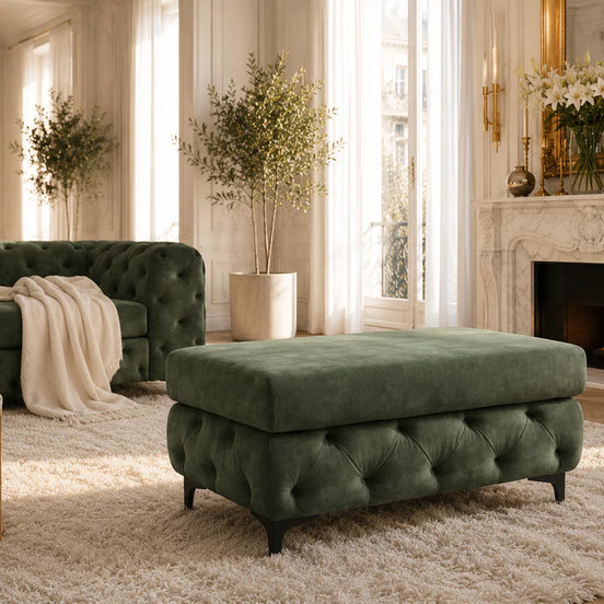 Lábtartó MODERN BAROCK 95 cm bársony sötétzöld