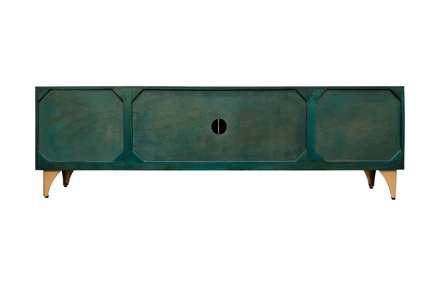 TV cabinet GOLDEN SUNSET 180 cm 3D mango wood turquoise