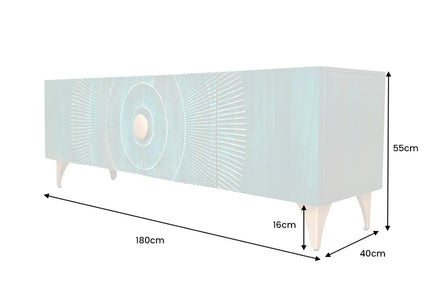 TV cabinet GOLDEN SUNSET 180 cm 3D mango wood turquoise