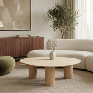 ORGANIKO coffee table 110cm natural ceramic look w/ oak wood look frame