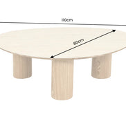ORGANIKO coffee table 110cm natural ceramic look w/ oak wood look frame