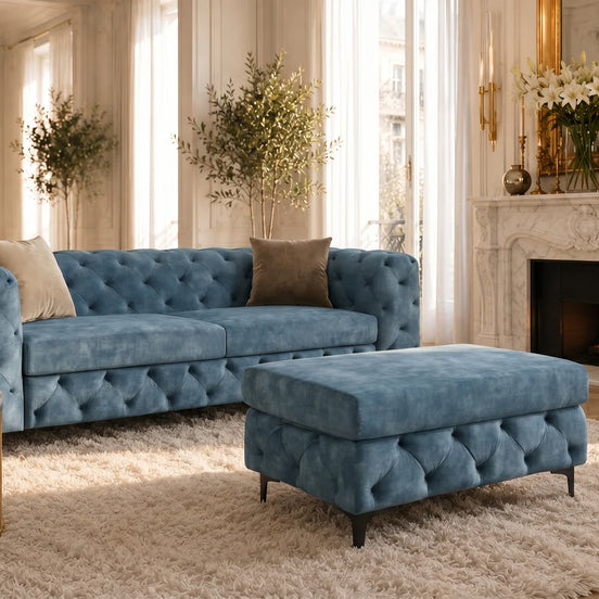 Lábtartó MODERN BAROCK 95 cm bársony petrolkék