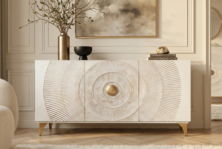 Komód GOLDEN SUNSET 140 cm 3D mangófa fehér
