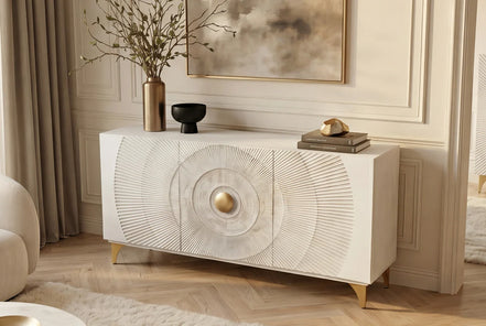 Komód GOLDEN SUNSET 140 cm 3D mangófa fehér