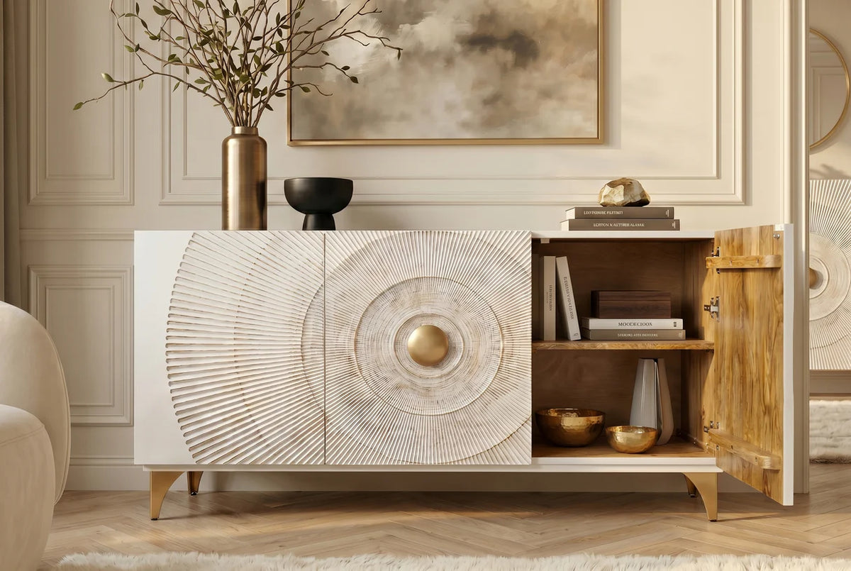 Komód GOLDEN SUNSET 140 cm 3D mangófa fehér
