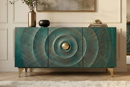 Komód GOLDEN SUNSET 140 cm 3D mangófa türkiz