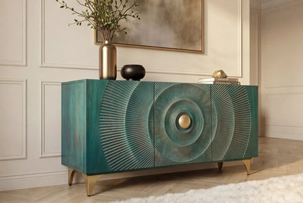 Komód GOLDEN SUNSET 140 cm 3D mangófa türkiz