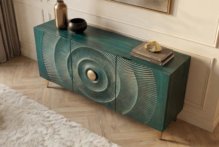 Komód GOLDEN SUNSET 140 cm 3D mangófa türkiz