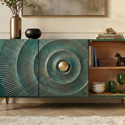 Komód GOLDEN SUNSET 140 cm 3D mangófa türkiz