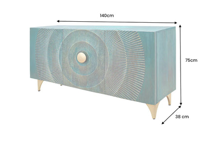 Komód GOLDEN SUNSET 140 cm 3D mangófa türkiz