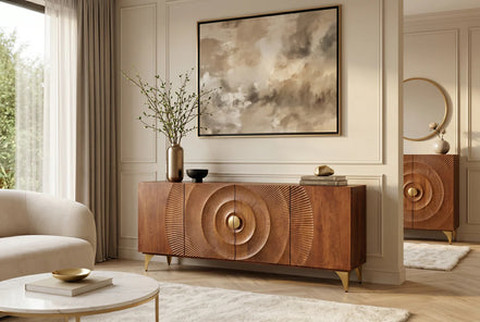 Komód GOLDEN SUNSET 180 cm 3D mangófa barna