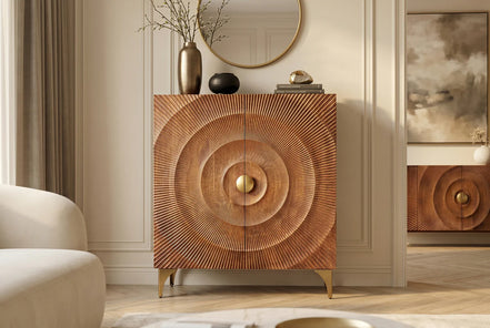 High sideboard GOLDEN SUNSET 120 cm 3D mango wood brown