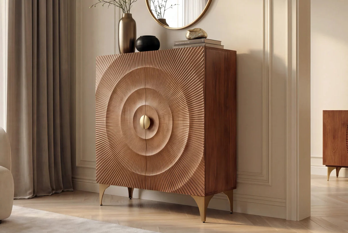 High sideboard GOLDEN SUNSET 120 cm 3D mango wood brown