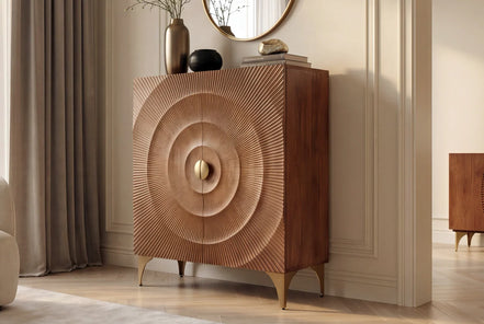 High sideboard GOLDEN SUNSET 120 cm 3D mango wood brown