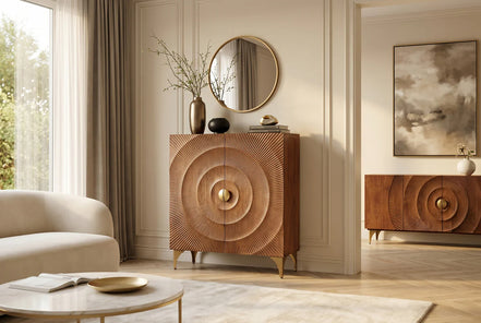 High sideboard GOLDEN SUNSET 120 cm 3D mango wood brown