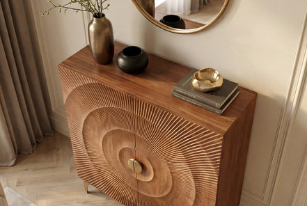 High sideboard GOLDEN SUNSET 120 cm 3D mango wood brown