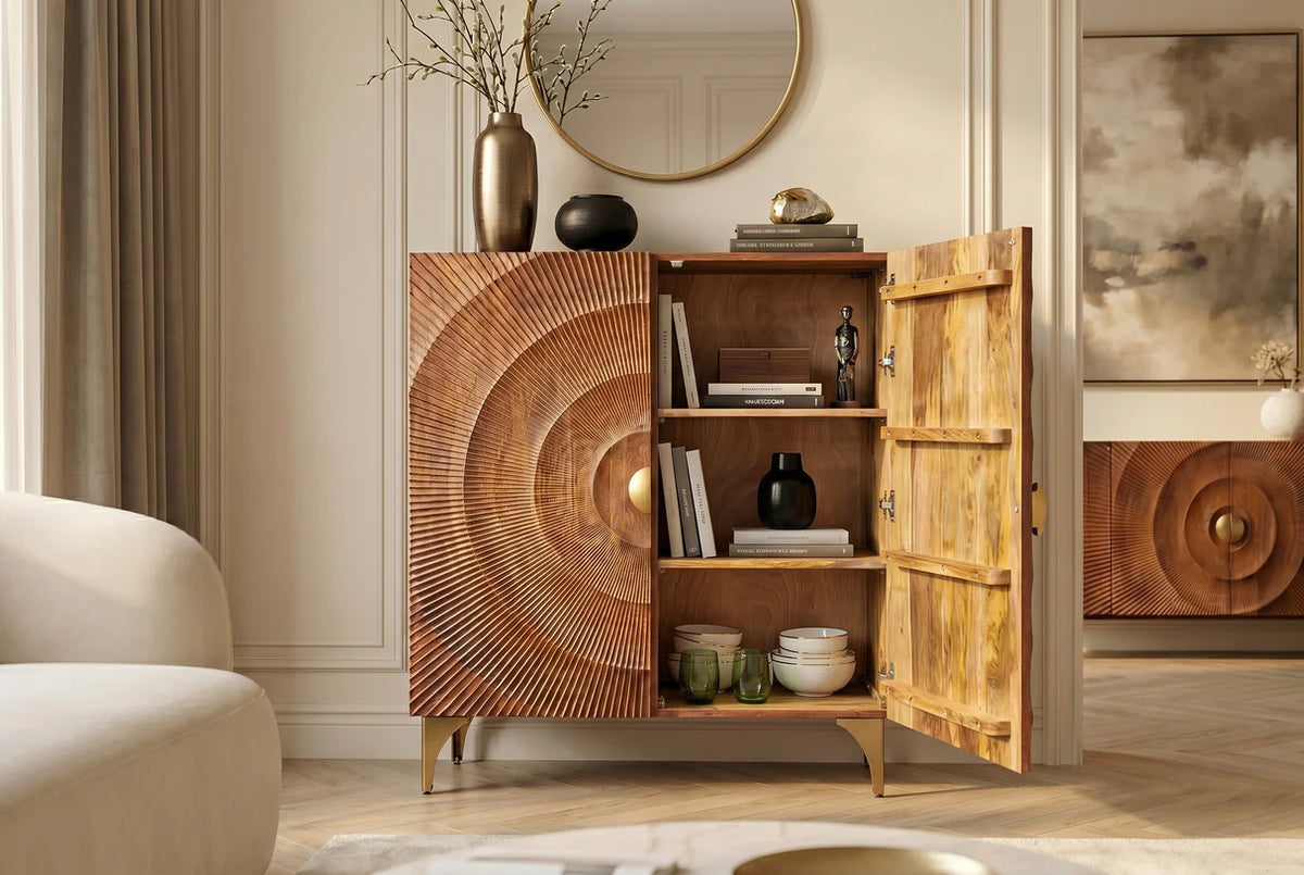 High sideboard GOLDEN SUNSET 120 cm 3D mango wood brown