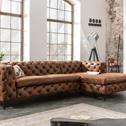 MODERN BAROCK corner sofa 275 cm microfiber antique brown