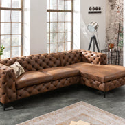MODERN BAROCK corner sofa 275 cm microfiber antique brown