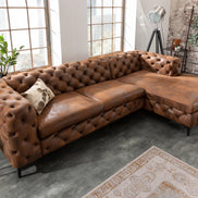 MODERN BAROCK corner sofa 275 cm microfiber antique brown