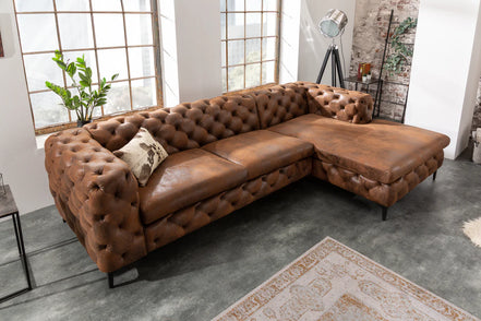 MODERN BAROCK corner sofa 275 cm microfiber antique brown