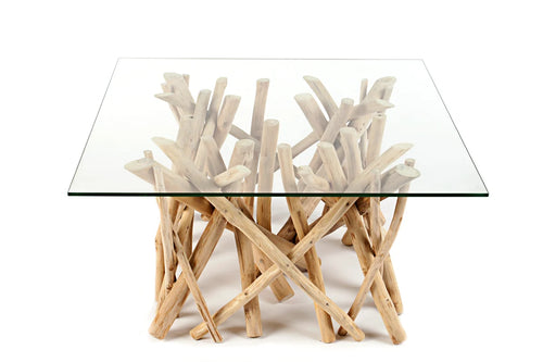 Driftwood dohányzóasztal váz, 80 × 80 × 40 cm