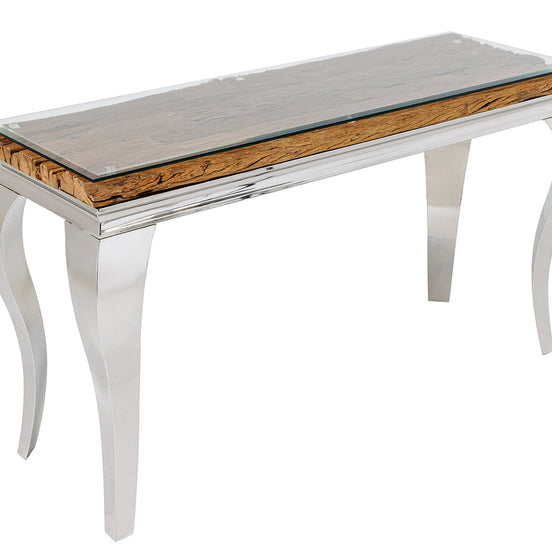 MODERN BAROCK BARRACUDA console 140cm chrome incl. glass top w/o teak top