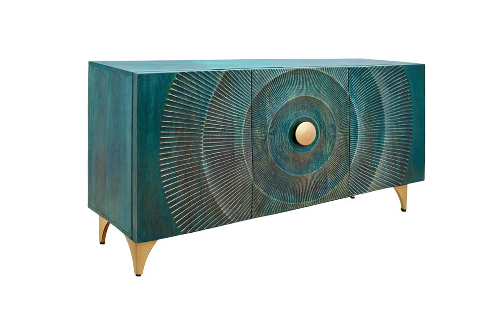 Komód GOLDEN SUNSET 140 cm 3D mangófa türkiz