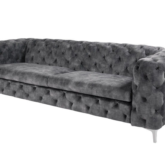 Kanapé MODERN BAROCK chesterfield stílusú 235 cm 3 személyes bársony sötétszürke