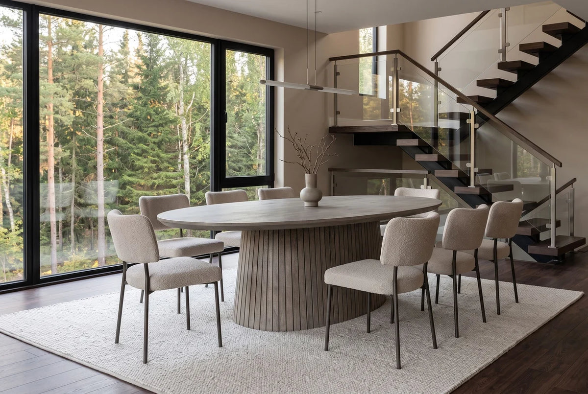 Étkezőasztal ART DECO 220 cm ovális asztallap füstszürke mangófa
