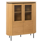 ATELIER highboard 140cm, natural oak effect with black legs
