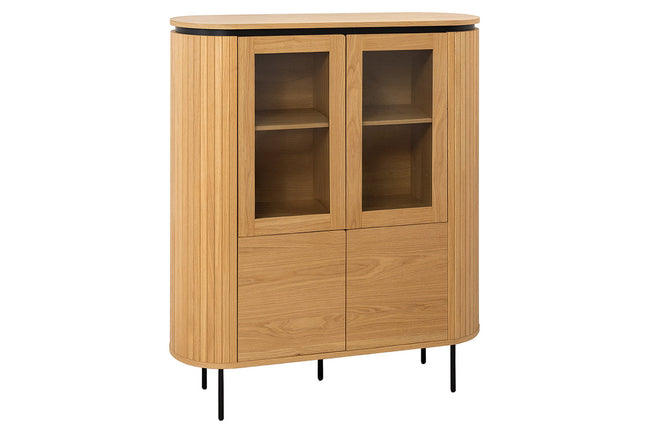 ATELIER highboard 140cm, natural oak effect with black legs