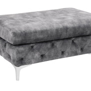 Lábtartó MODERN BAROCK 90 cm bársony sötétszürke chesterfield stílusban