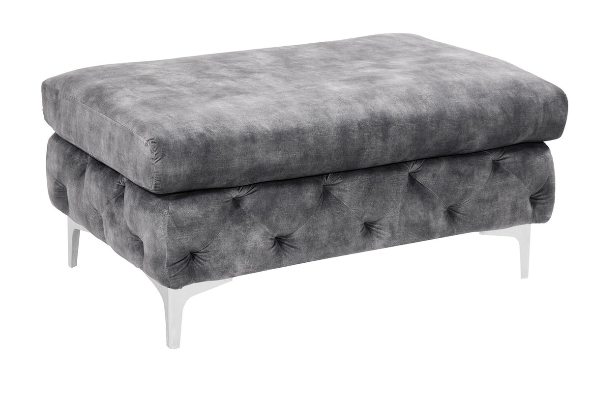 Lábtartó MODERN BAROCK 90 cm bársony sötétszürke chesterfield stílusban