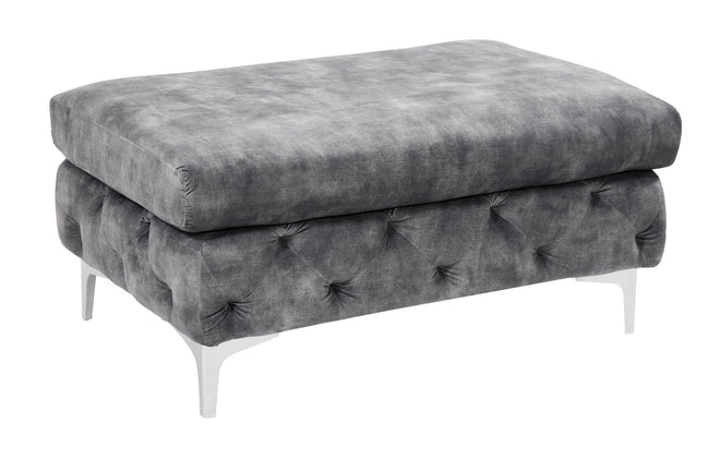Lábtartó MODERN BAROCK 90 cm bársony sötétszürke chesterfield stílusban