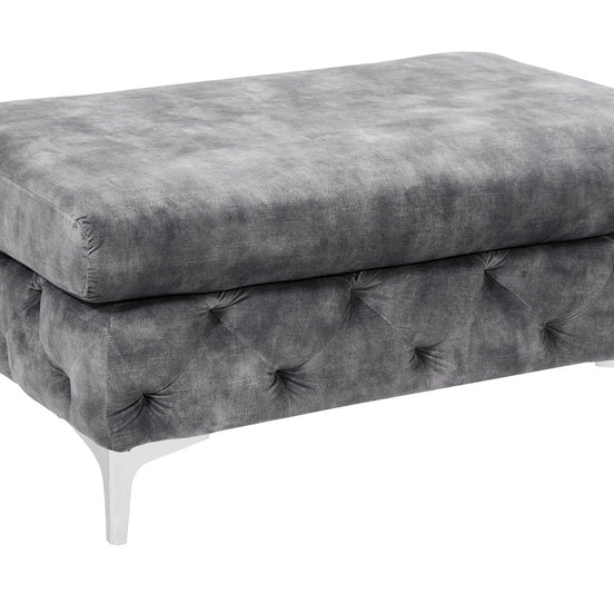 Lábtartó MODERN BAROCK 90 cm bársony sötétszürke chesterfield stílusban