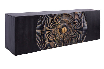 Komód GOLDEN SUNSET 180 cm 3D függesztett mangófa fekete