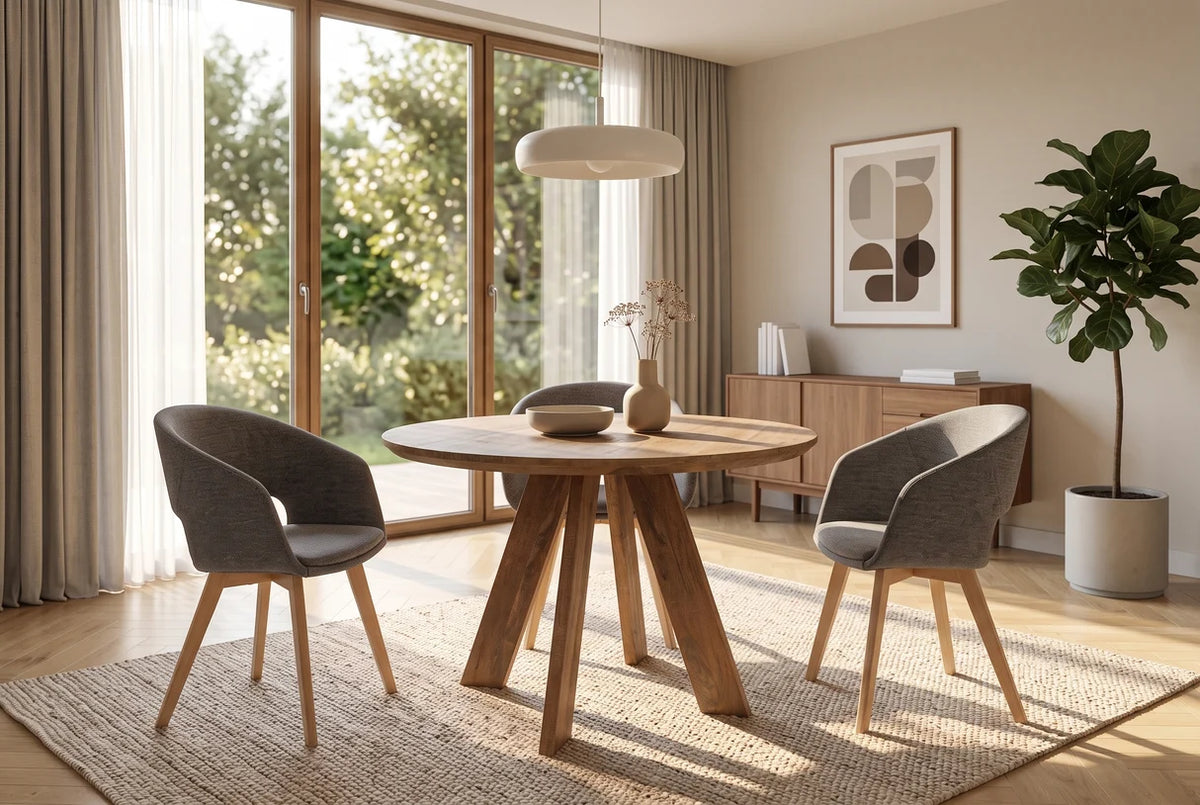 ART WOOD dining table 100cm round mango wood brown
