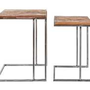 BARRACUDA side table set of 2 recycled wood