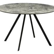 Étkezőasztal ATELIER 120 cm kerek szürke kőhatású fekete fémlábakkal