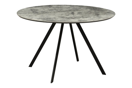 Étkezőasztal ATELIER 120 cm kerek szürke kőhatású fekete fémlábakkal