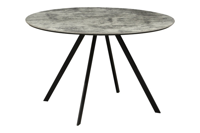 Étkezőasztal ATELIER 120 cm kerek szürke kőhatású fekete fémlábakkal